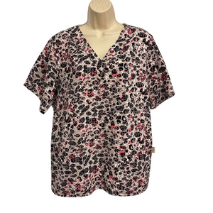 Tafford Animal Print‎ Medical Scrub Top Medium 100% Cotton Pre-Owned